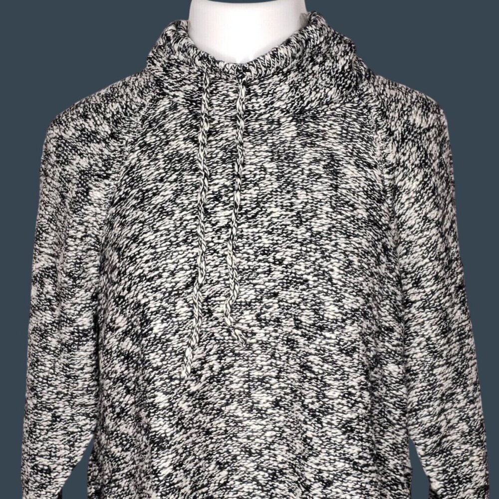 Chaps Black White Sweater XXL Draped Neckline Marled Knit Pullover